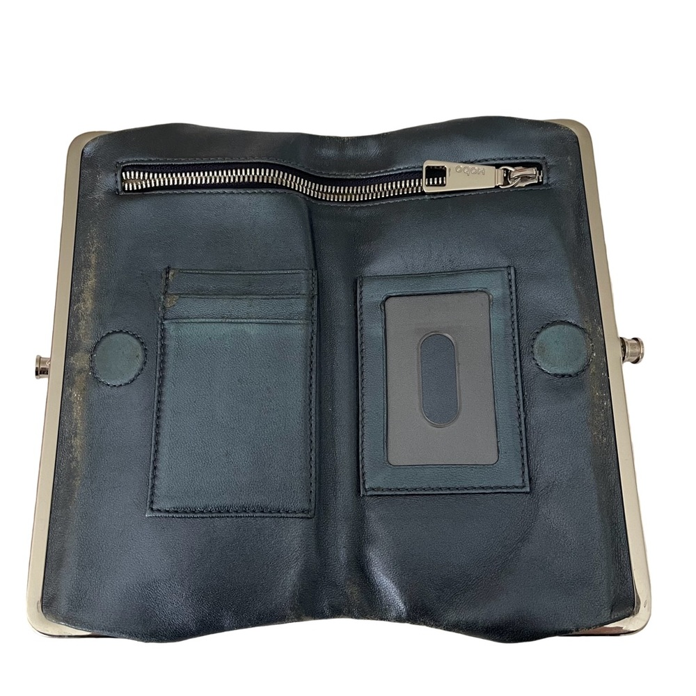 HOBO Grey Blue Leather Wallet Clutch.
